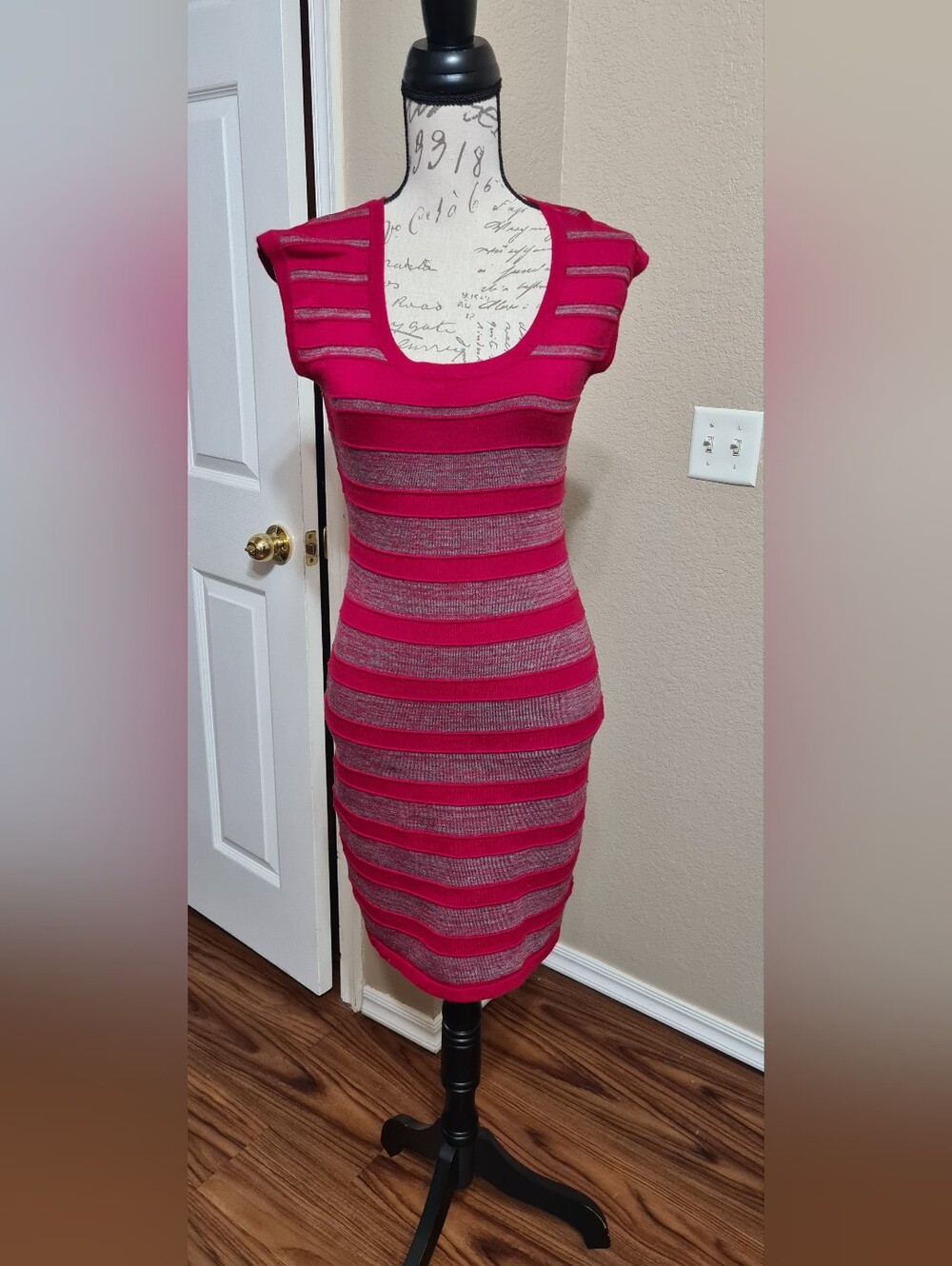 Striped Knit Bodycon Dress in Medium.